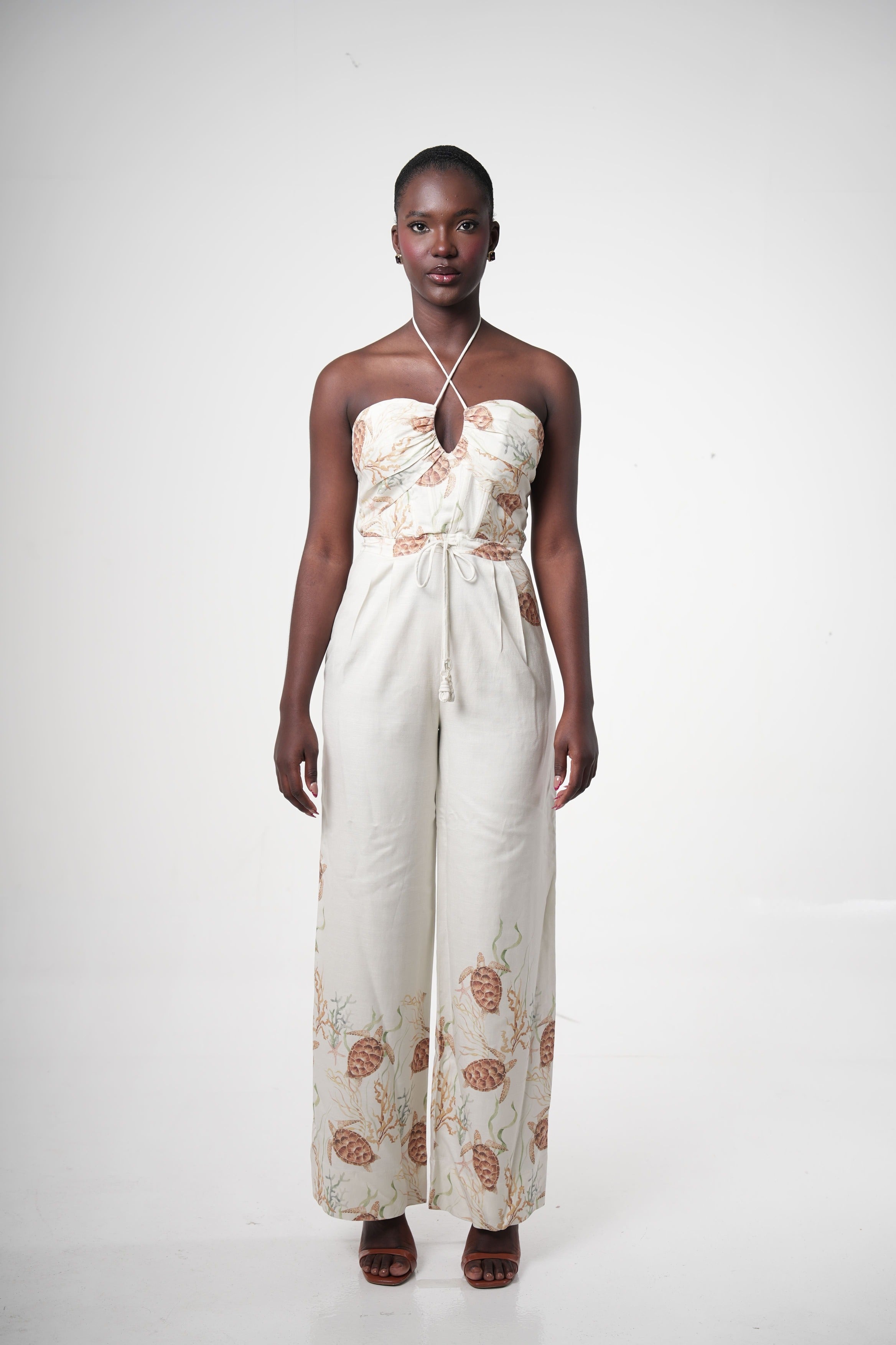 Costamar Linen-Blend Halter Wide-Leg Jumpsuit – SABLE