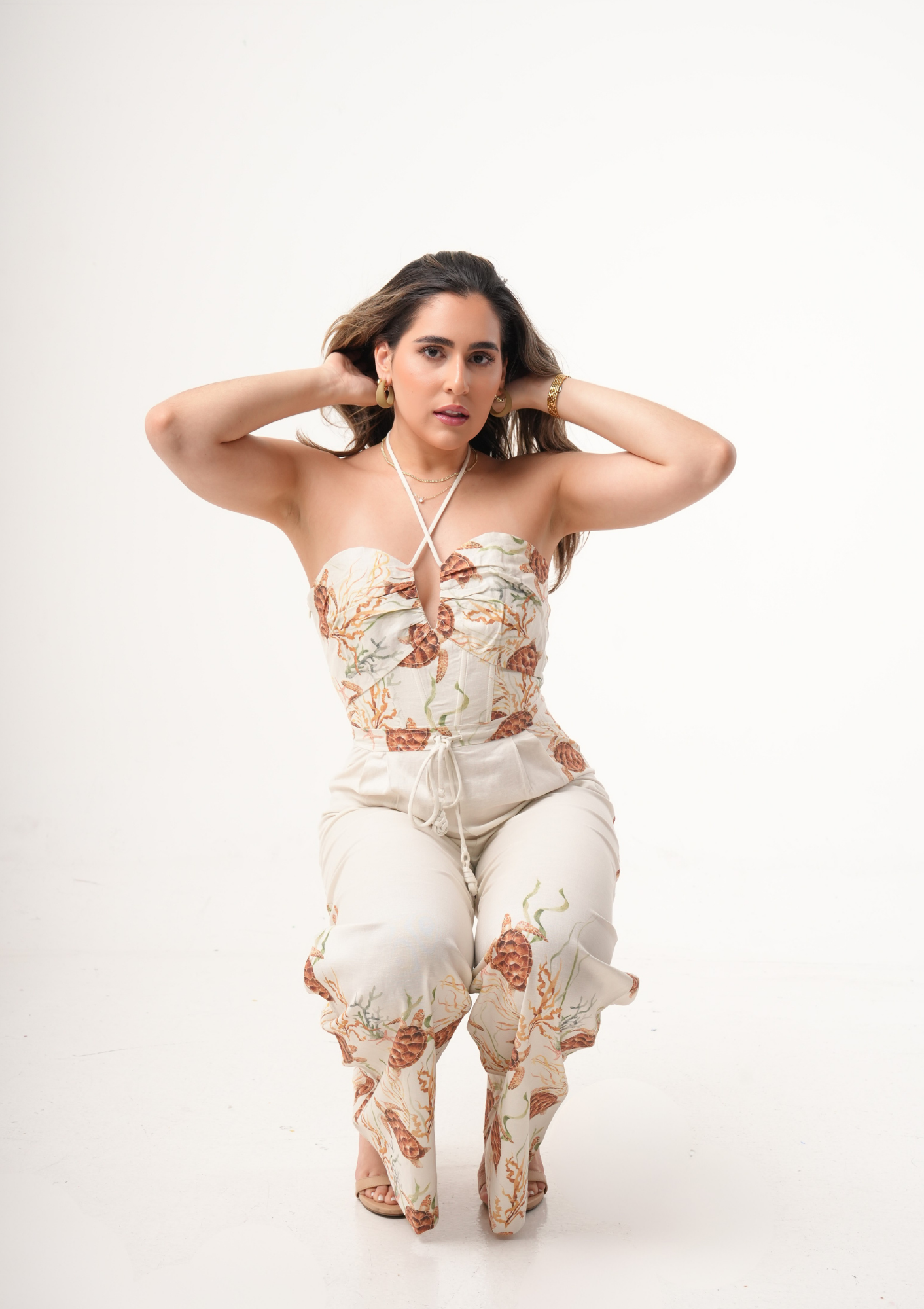 Costamar Linen-Blend Halter Wide-Leg Jumpsuit